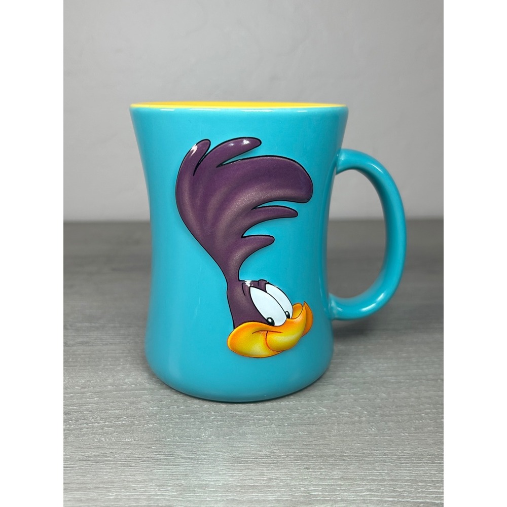 Vintage 1999 Looney Tunes Road Runner 3D Embossed Coffee Mug Xpres Warner Bros